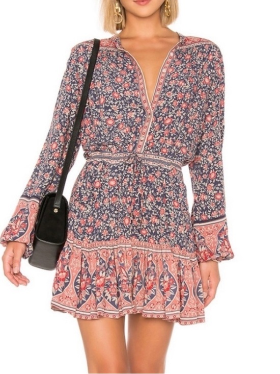 SPELL & THE GYPSY COLLECTIVEFloral Print Boho Tie-Waist Mini Dress Sz. XS
